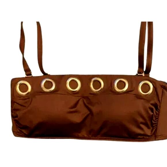 Gibson Latimer Bandeau Grommet Bikini Swim Top | Sz M, Bronze Brown - Picture 4 of 6